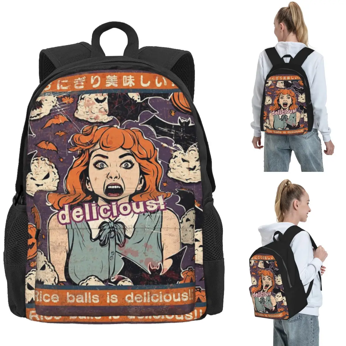 Rice Balls Is Delicious! Halloween Girl Version Backpack Daypack Large Capacity BookBag School Bag Shoulder Bags for Men Women
Rice Balls Is Delicious! Halloween Girl Version Backpack Daypack Large Capacity BookBag School Bag Shoulder Bags for Men Women
