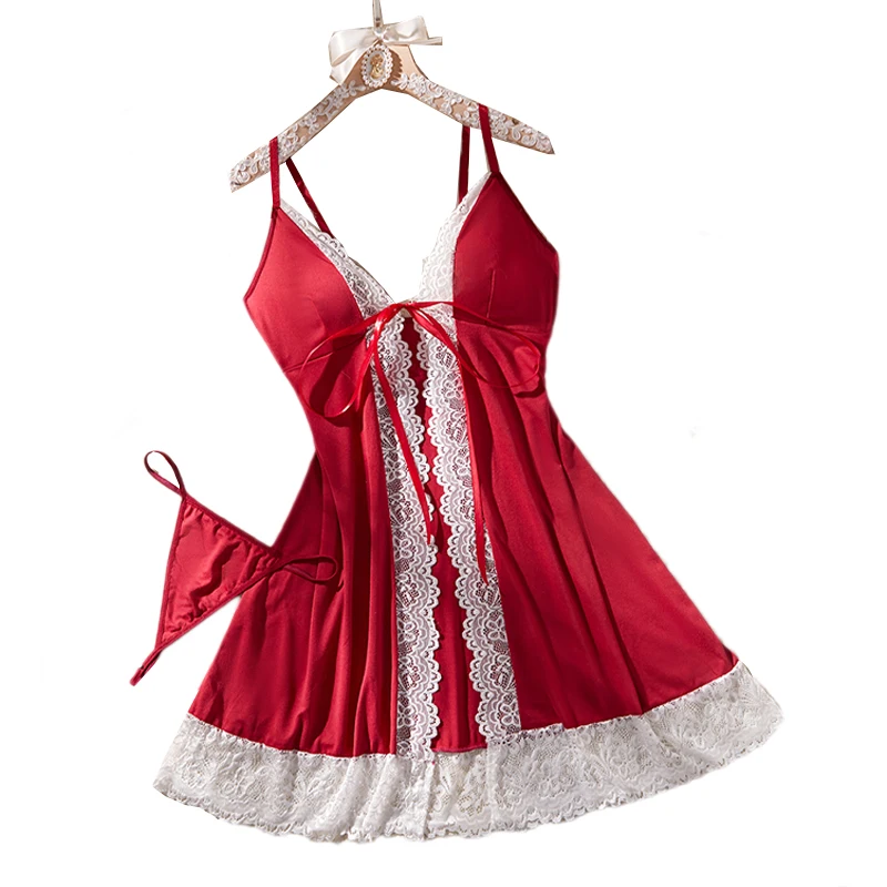 Sexy Women's Tie Deep V Lace Skirt Nightgown Underwear Set
Sexy Women's Tie Deep V Lace Skirt Nightgown Underwear Set