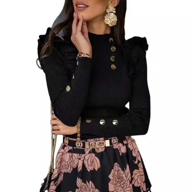 Latest Popular Women's Shirt Top Women's Fashionable Long Sleeved Slim Fit Button Striped Pleated Bottom Top
Latest Popular Women's Shirt Top Women's Fashionable Long Sleeved Slim Fit Button Striped Pleated Bottom Top