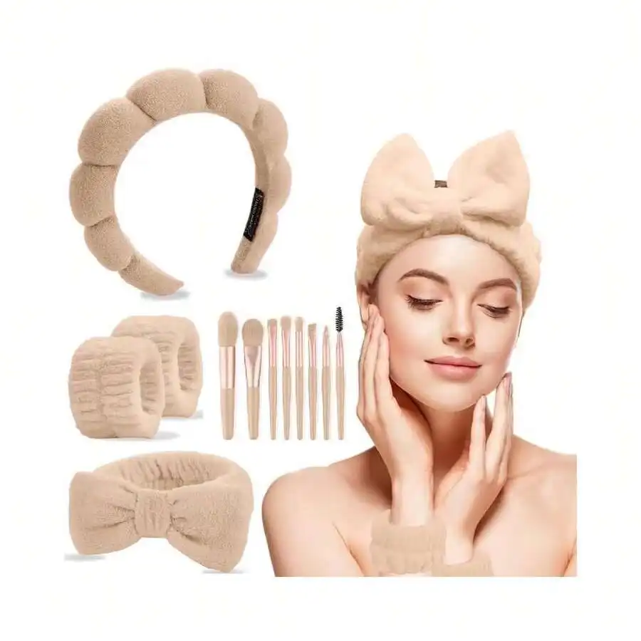 Puffy Spa Headband Set For Women With Wristbands And Makeup Brushes Soft Towel Hair Band For Face Washing Shower
Puffy Spa Headband Set For Women With Wristbands And Makeup Brushes Soft Towel Hair Band For Face Washing Shower