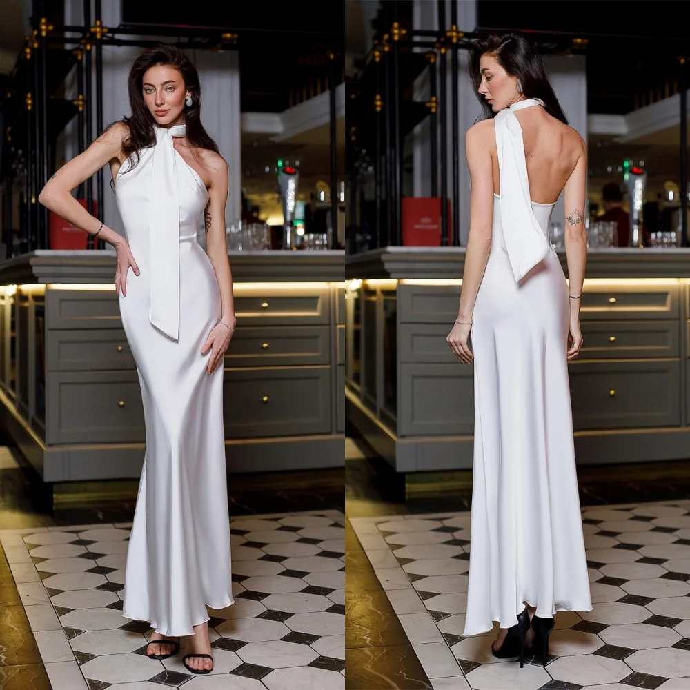 Customized Mermaid Simple White Satin Evening Dress Elegant Halter Sleeveless Homecoming Dresses Exquisite Vestido De
Customized Mermaid Simple White Satin Evening Dress Elegant Halter Sleeveless Homecoming Dresses Exquisite Vestido De