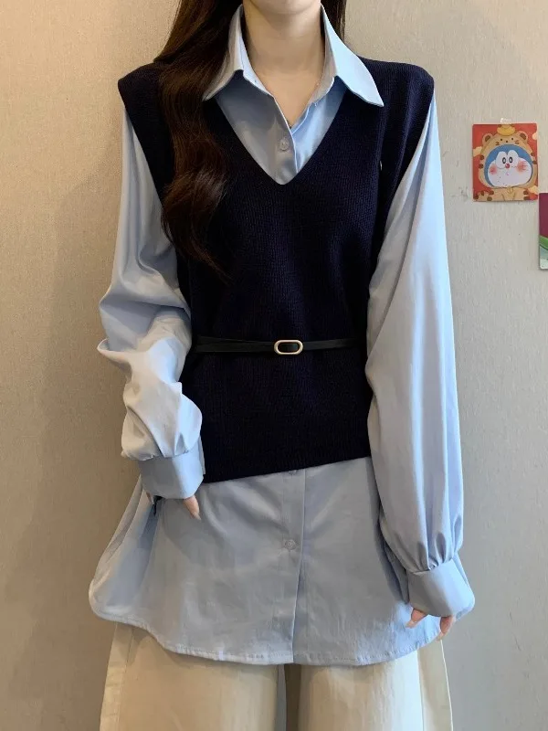 plus Size Women's Early Autumn Korean Sle Long Sve Vest Top Base irt Outerwear Ele Waist-Cinched Collar
plus Size Women's Early Autumn Korean Sle Long Sve Vest Top Base irt Outerwear Ele Waist-Cinched Collar