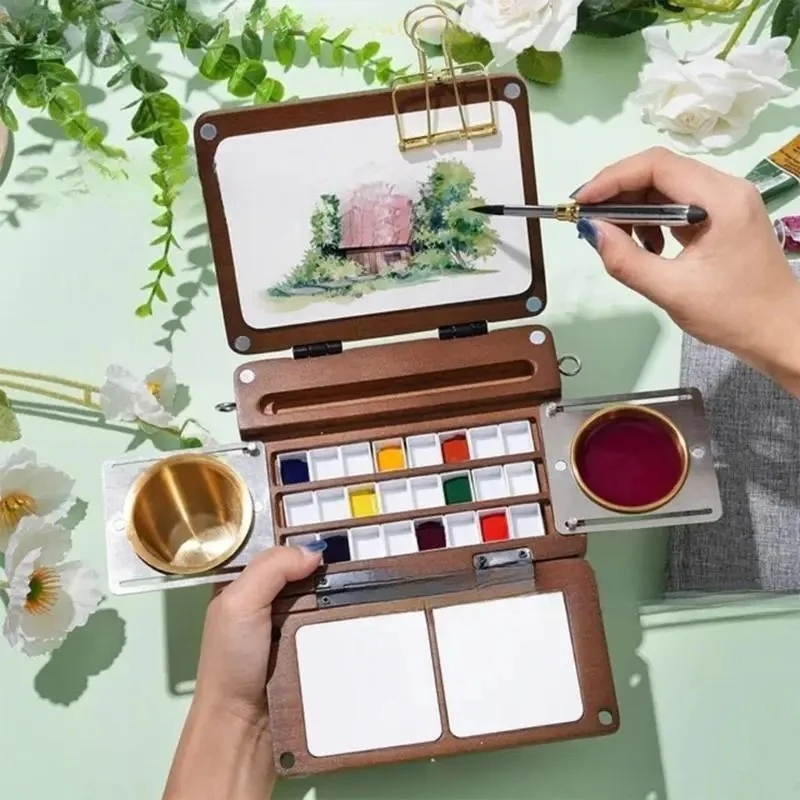 Foldable Wooden Paint Palette Portable Outdoor Travel Painting Board Wooden Watercolor Palette Student/Artist Art Supplies
Foldable Wooden Paint Palette Portable Outdoor Travel Painting Board Wooden Watercolor Palette Student/Artist Art Supplies