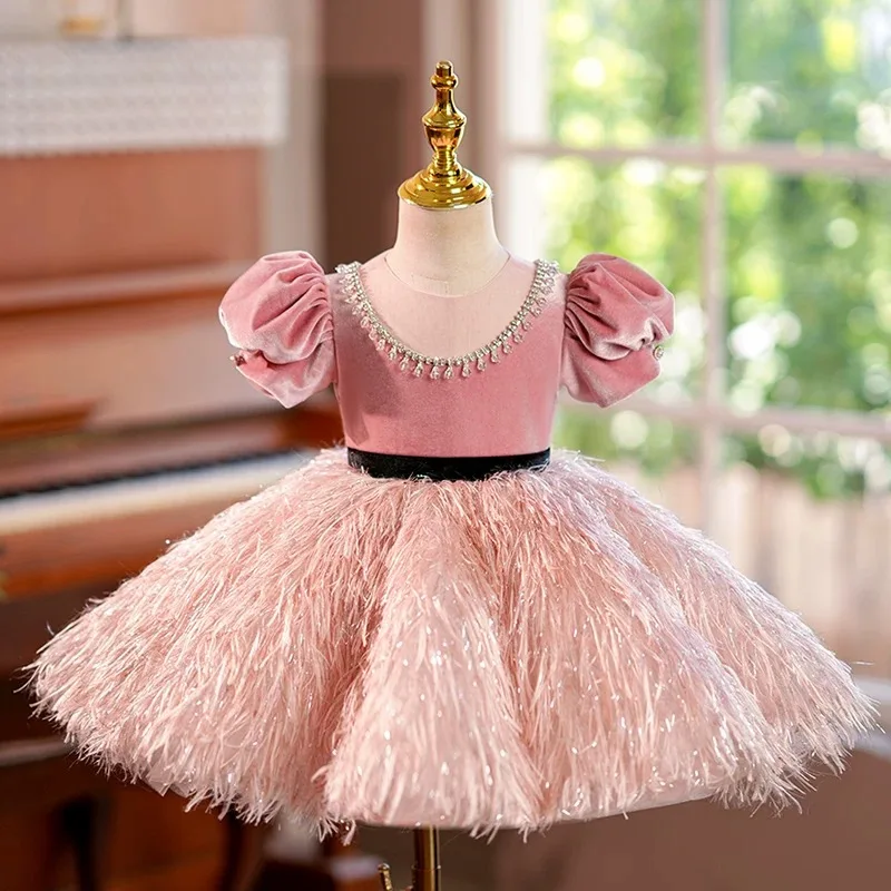 Dreamy Vow Baby Girl Dress Blush Pink Velvet Bodice Feathers Puff Sleeves Kids Birthday Ball Gown J419
Dreamy Vow Baby Girl Dress Blush Pink Velvet Bodice Feathers Puff Sleeves Kids Birthday Ball Gown J419