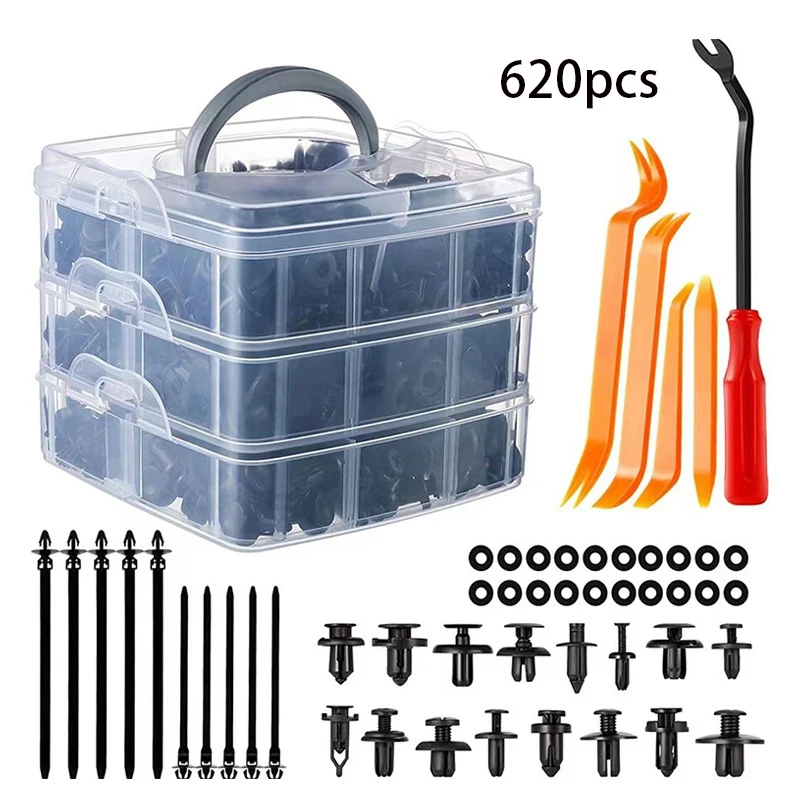 620pcs Car Retainer Clips Fasteners Kit 16 Universal Sizes Nylon Bumper Fender Rivets Door Panel Clips Plastic Rivets with Tool
620pcs Car Retainer Clips Fasteners Kit 16 Universal Sizes Nylon Bumper Fender Rivets Door Panel Clips Plastic Rivets with Tool
