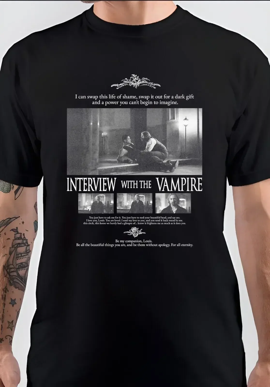 NWT Interview With The Vampire Be My Companion Black T Shirt long or short sleeves
NWT Interview With The Vampire Be My Companion Black T Shirt long or short sleeves