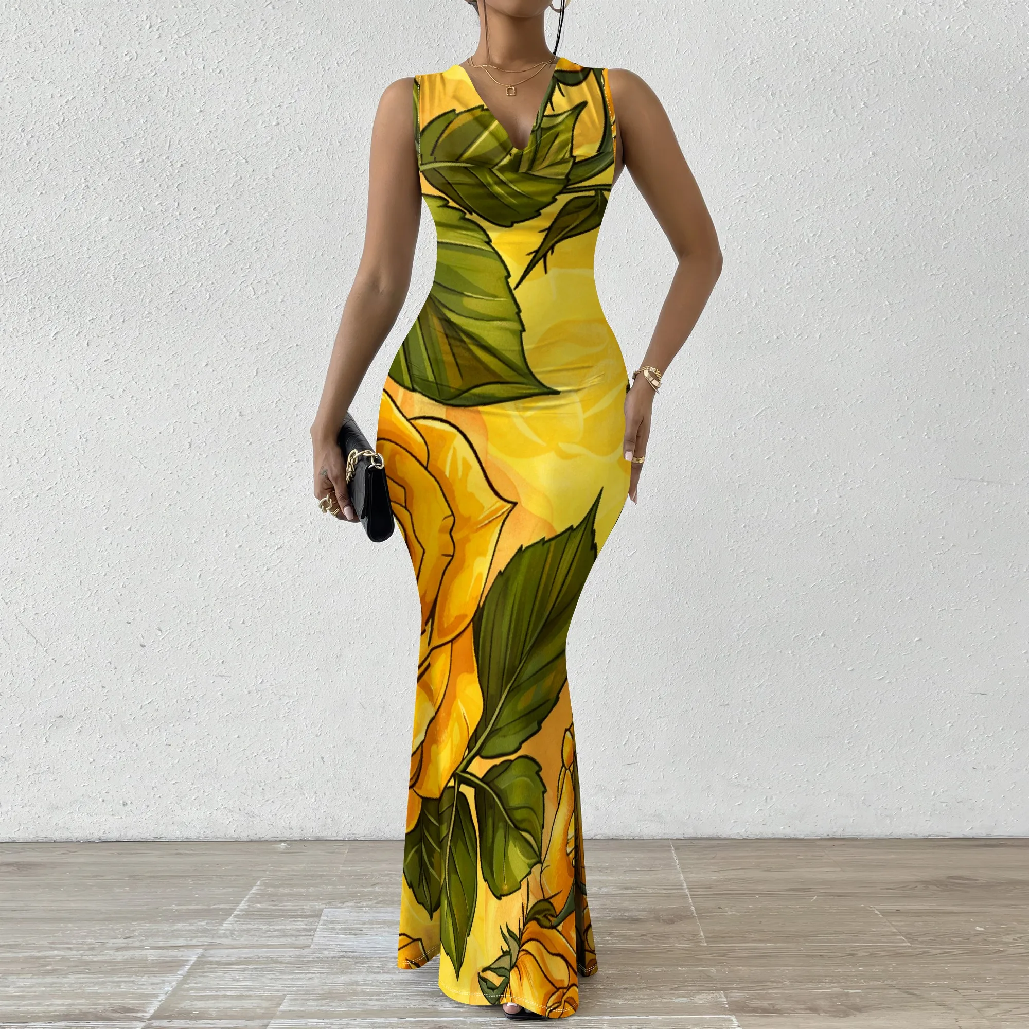 Elegant Women's Summer Floral Maxi Dress - V-Neck Sleeveless Slim Fit Gown for Beach Party & Vacation - XS-2XL
Elegant Women's Summer Floral Maxi Dress - V-Neck Sleeveless Slim Fit Gown for Beach Party & Vacation - XS-2XL
