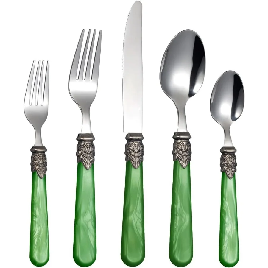 20 Pieces 18/10 Stainless Steel Elegant Silverware Set for 4,Vintage Flatware Set,Dishwasher Safe (20, Deep Green)
20 Pieces 18/10 Stainless Steel Elegant Silverware Set for 4,Vintage Flatware Set,Dishwasher Safe (20, Deep Green)