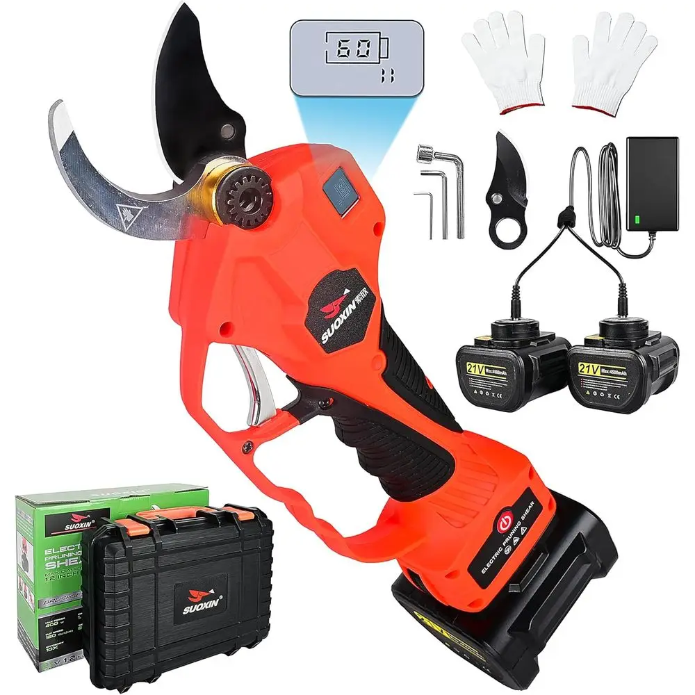 Cordless Electric Pruning Shears, 1.2" (3cm) Cutting Diameter, SK5 Blade, 2×21V 4500mAh Batteries, Lightweight Ergonomic Garden
Cordless Electric Pruning Shears, 1.2" (3cm) Cutting Diameter, SK5 Blade, 2×21V 4500mAh Batteries, Lightweight Ergonomic Garden