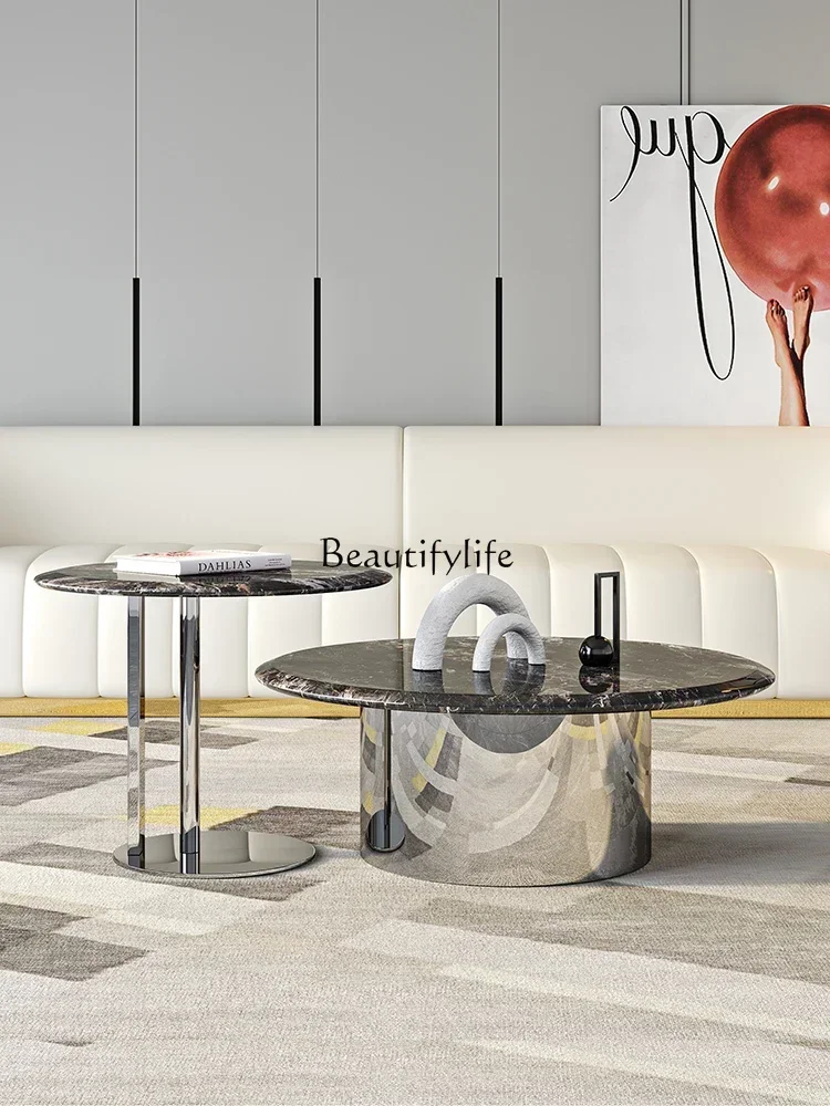 Italian minimalist marble coffee table simple modern light luxury natural microcrystalline stone round table combination
Italian minimalist marble coffee table simple modern light luxury natural microcrystalline stone round table combination