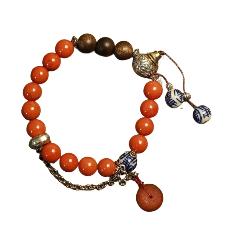 S925 silver bracelet Nanhong agate new Chinese style agarwood bracelet ethnic style elastic hand rope
S925 silver bracelet Nanhong agate new Chinese style agarwood bracelet ethnic style elastic hand rope