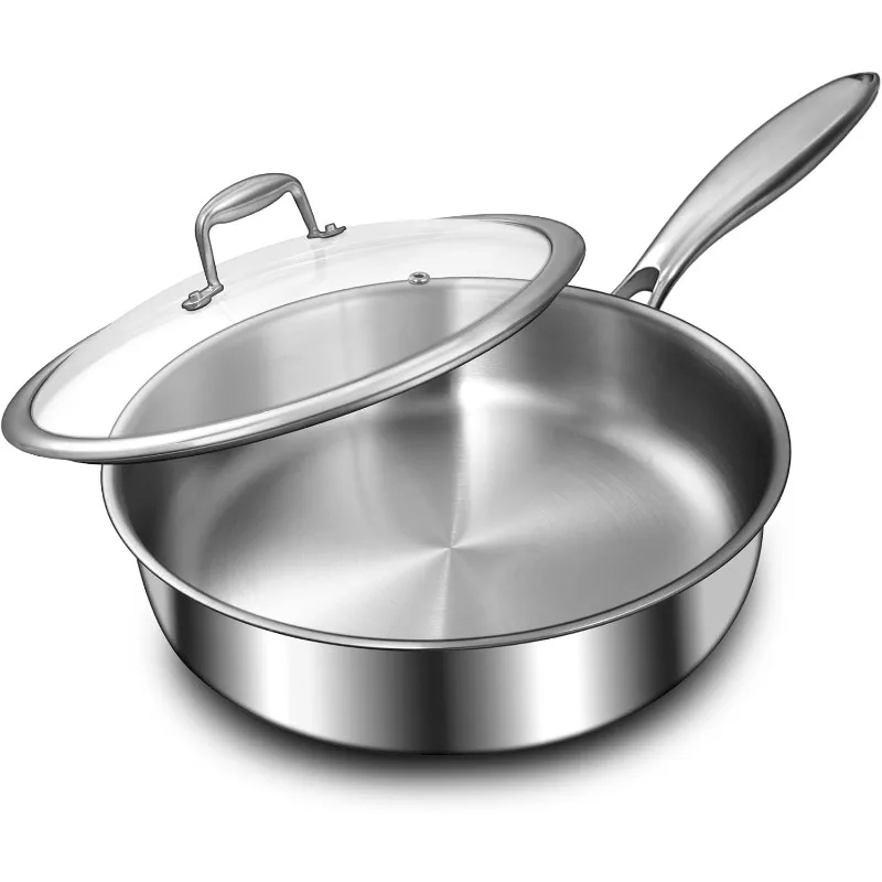 12 Inch Tri-Ply Stainless Steel Frying Pan, Deep Frying Pan with lids, PFOA&PTFE Free Skillet, Induction Cooking Pan, Dishwasher
12 Inch Tri-Ply Stainless Steel Frying Pan, Deep Frying Pan with lids, PFOA&PTFE Free Skillet, Induction Cooking Pan, Dishwasher