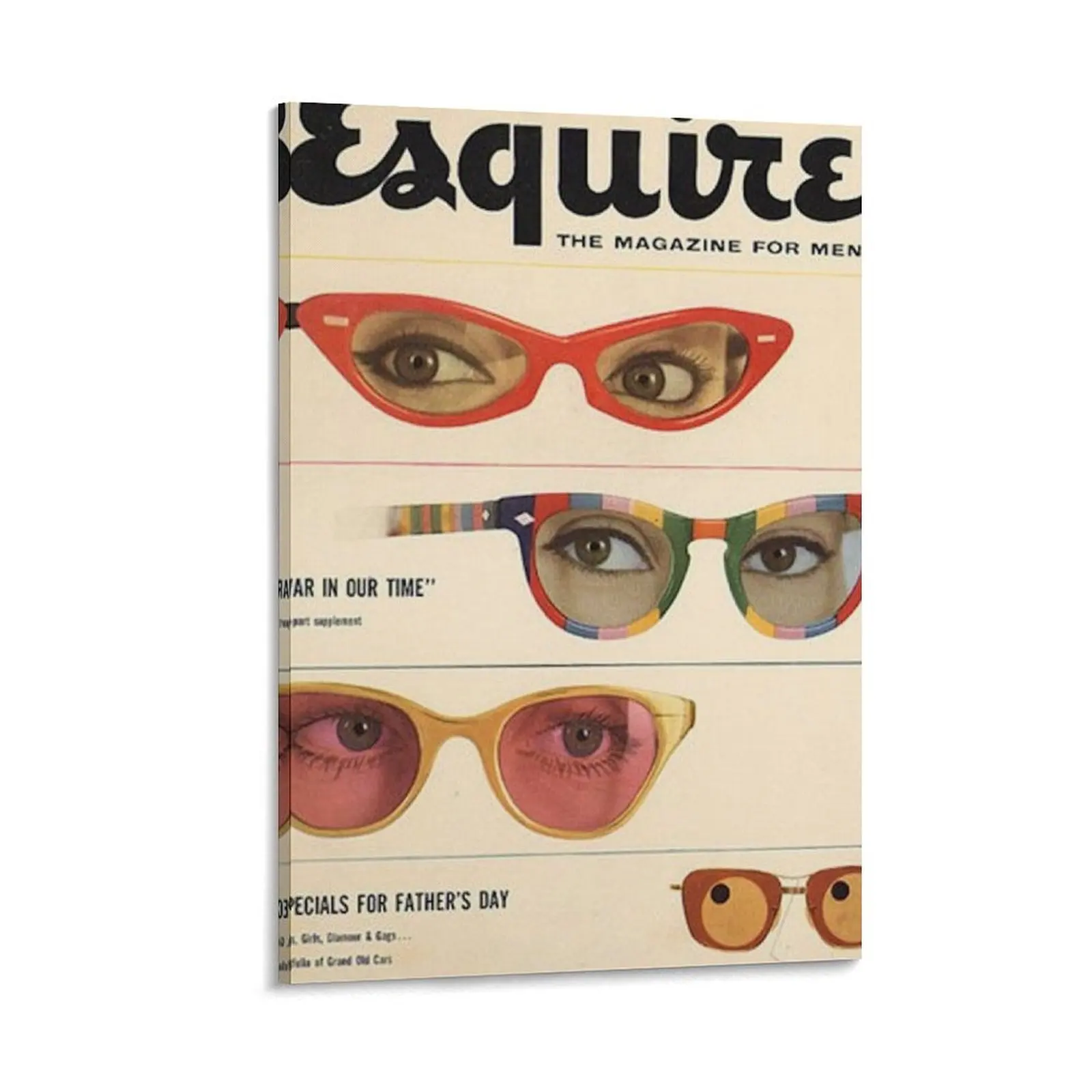 Esquire 1960s Magazine Sunglasses Retro Fashion Canvas Painting Decor for room Luxury living room decoration
Esquire 1960s Magazine Sunglasses Retro Fashion Canvas Painting Decor for room Luxury living room decoration