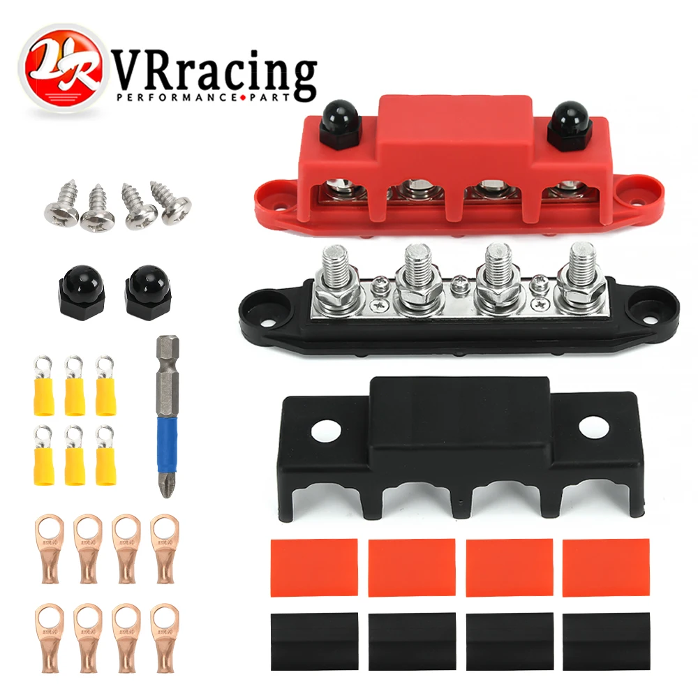 250A 12V Bus Bar Battery Terminal Block with 4×3/8″ (M10) Studs + 3xM4 (#8) Screws For Solar Wiring- Negative & Positive
250A 12V Bus Bar Battery Terminal Block with 4×3/8″ (M10) Studs + 3xM4 (#8) Screws For Solar Wiring- Negative & Positive