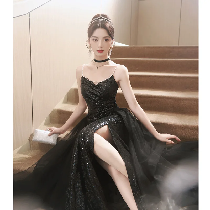 D4150 Customized Black Sequin Formal Dress Elegant Women Gown Sweet Memory Floor Length Luxury Evening Dresses
D4150 Customized Black Sequin Formal Dress Elegant Women Gown Sweet Memory Floor Length Luxury Evening Dresses