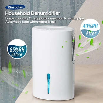 KINSCOTER Dehumidifier 2L 68 OZ Air Dehumidifier Quiet Auto Shut Off for Home Office Bedroom Bathroom RV Closet