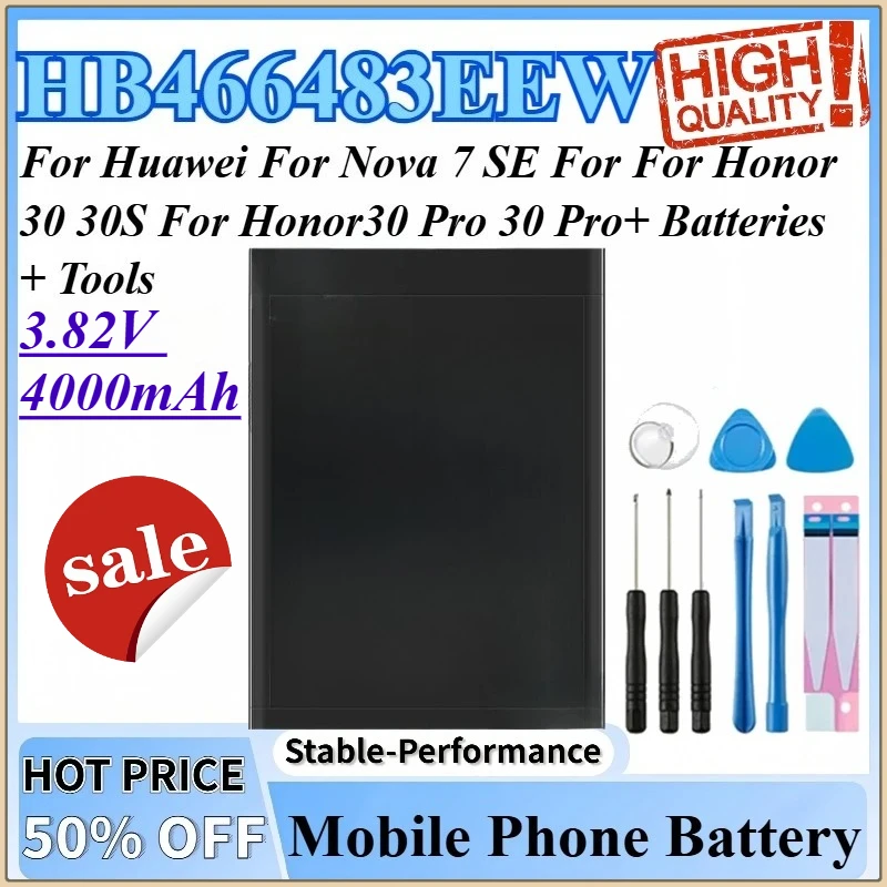 3.82V 4000mAh HB466483EEW Battery Cell For Nova 7 SE For Huawei For Honor30 Pro 30 Pro+ For Honor 30 30S Batteries + Tools
3.82V 4000mAh HB466483EEW Battery Cell For Nova 7 SE For Huawei For Honor30 Pro 30 Pro+ For Honor 30 30S Batteries + Tools