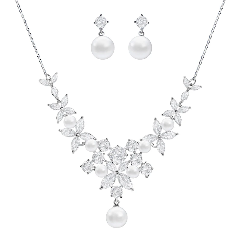 YYSuniee European and American new style necklace and earring set, Zirconia earring and necklace set, Fashionable OL style
YYSuniee European and American new style necklace and earring set, Zirconia earring and necklace set, Fashionable OL style