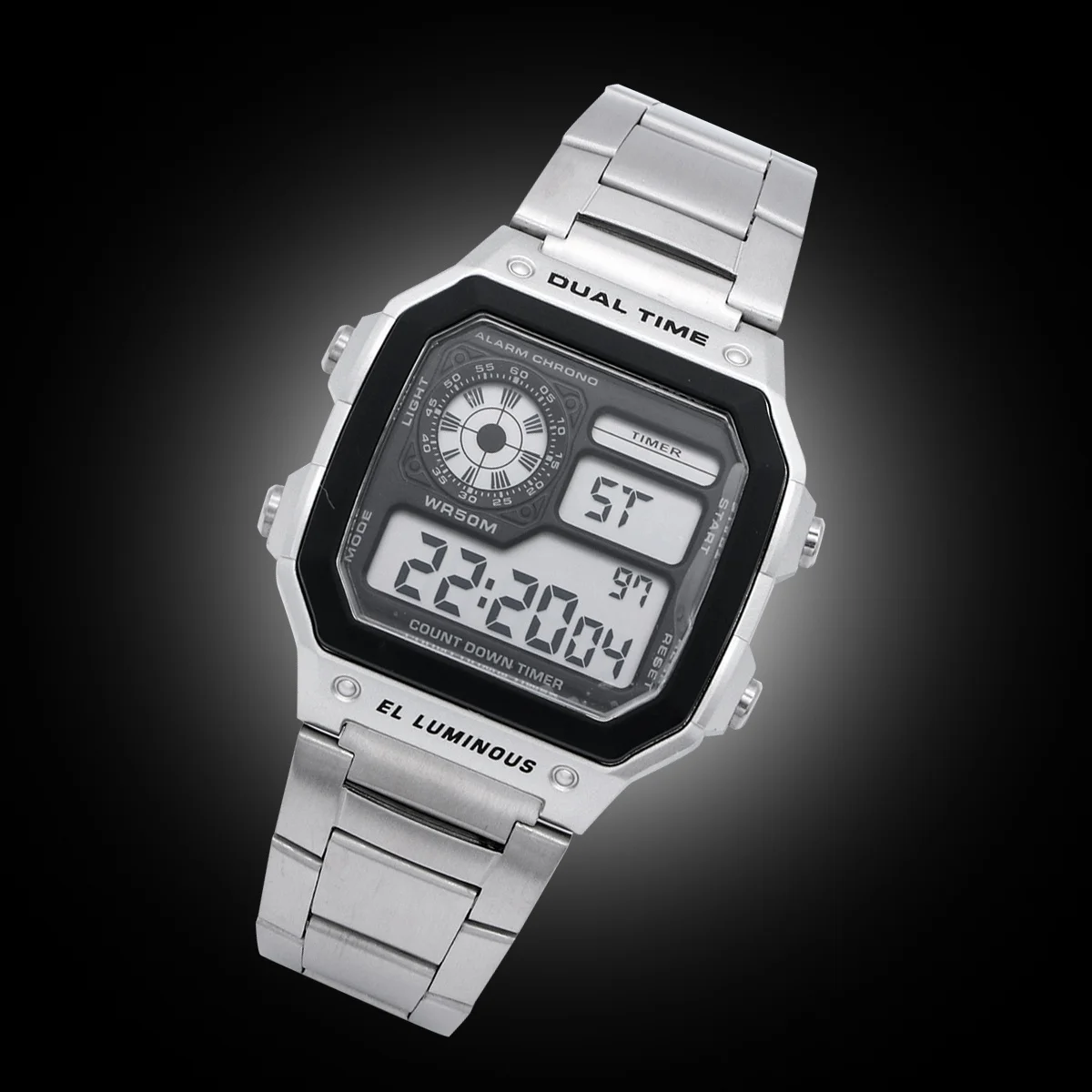 Men Sports Watch Stainless Steel Digital LED Display Waterproof Alarm Stopwatch Chronograph Dual Time Calendar Wristwatch Silver
Men Sports Watch Stainless Steel Digital LED Display Waterproof Alarm Stopwatch Chronograph Dual Time Calendar Wristwatch Silver