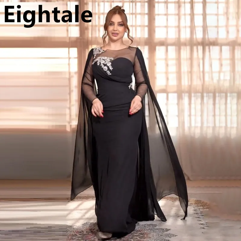 Eightale 2024 Black Chiffon Mermaid Long Sleeve Evening Dress For Wedding Party Formal Prom Dress Dubai Party Gown
Eightale 2024 Black Chiffon Mermaid Long Sleeve Evening Dress For Wedding Party Formal Prom Dress Dubai Party Gown