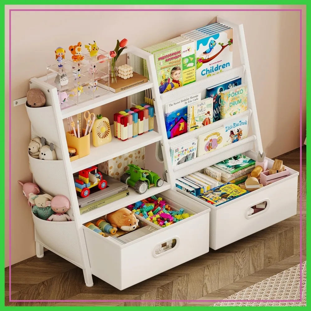 3 Tier Kids Bookshelf and Toy Storage Organizer with Bins, White
3 Tier Kids Bookshelf and Toy Storage Organizer with Bins, White