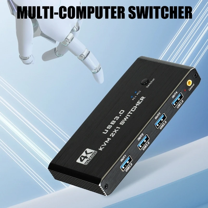 2x1 KVM HDTV Switcher 4K 60Hz Easy USB Keyboards Mouse Double Monitor Sharing
2x1 KVM HDTV Switcher 4K 60Hz Easy USB Keyboards Mouse Double Monitor Sharing