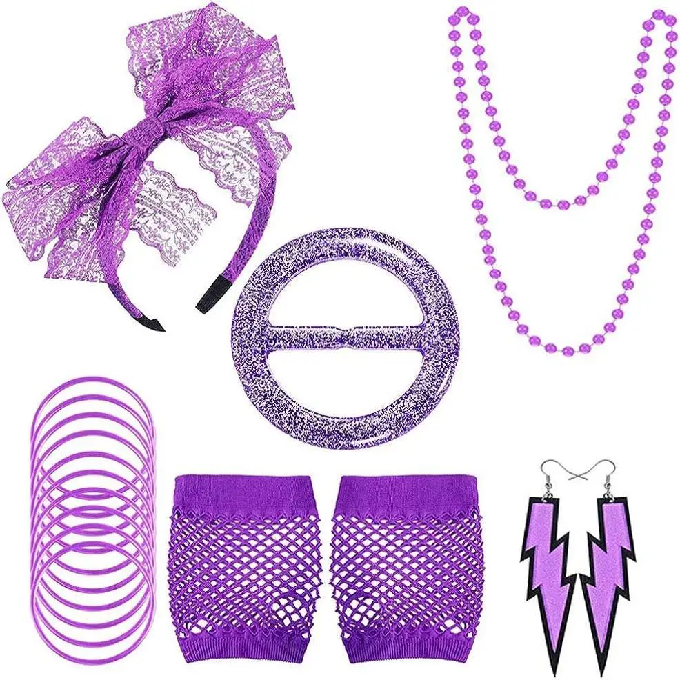 80s Outfit Fancy Dress Costume Accessories, Headband Earings Fishnet Gloves Leg Warmers Necklace Bracelet Set
80s Outfit Fancy Dress Costume Accessories, Headband Earings Fishnet Gloves Leg Warmers Necklace Bracelet Set