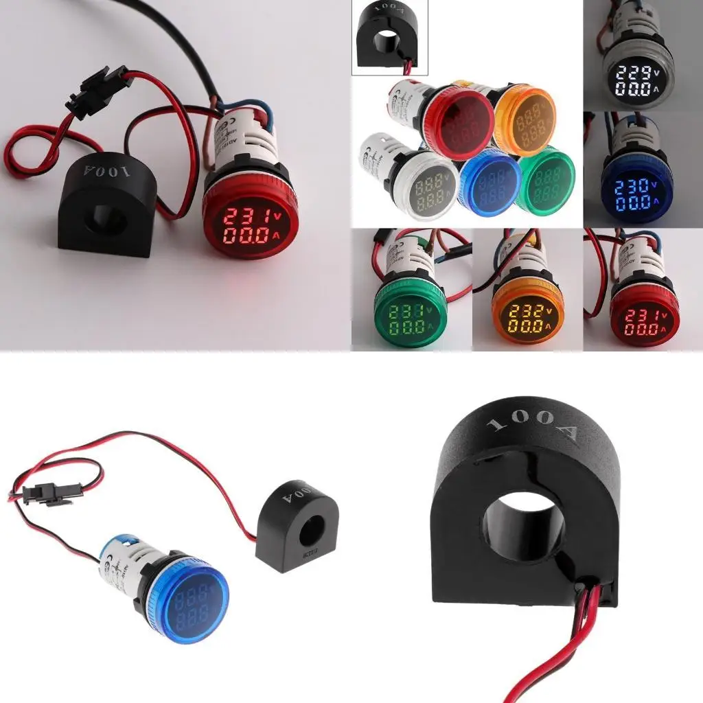R9UF Digital Voltmeter Ammeter 22mm Round AC 50-500V 0-100A Amp Monitor
R9UF Digital Voltmeter Ammeter 22mm Round AC 50-500V 0-100A Amp Monitor