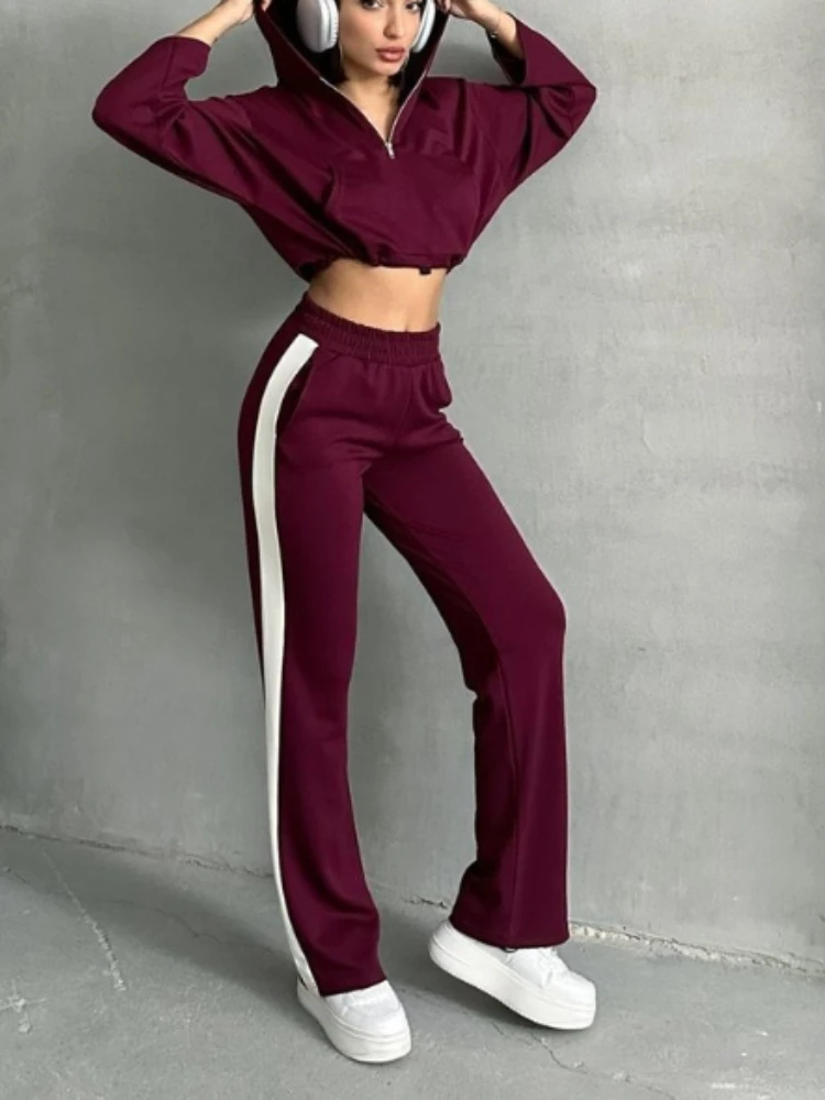 European and American casual street style slim-fit top, tight-fitting trousers, two-piece sportswear, crop top sportswear
European and American casual street style slim-fit top, tight-fitting trousers, two-piece sportswear, crop top sportswear