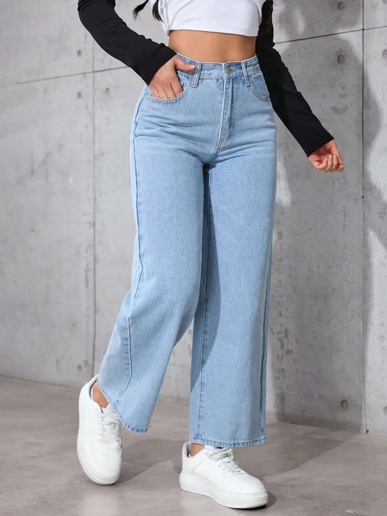 Женские джинсы с высокой талией и широкими штанинами, светло-выбеленные повседневные джинсовые брюки для уличной моды и на каждый день
Женские джинсы с высокой талией и широкими штанинами, светло-выбеленные повседневные джинсовые брюки для уличной моды и на каждый день