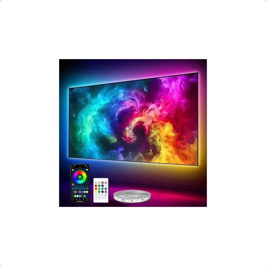 LED Lights for TV 4060 Inch 10FT 1 Roll of 10ft ICRGB TV LED Backlight Kit with Bluetooth APP and 24 Keys Remote Music Sync Lig
LED Lights for TV 4060 Inch 10FT 1 Roll of 10ft ICRGB TV LED Backlight Kit with Bluetooth APP and 24 Keys Remote Music Sync Lig