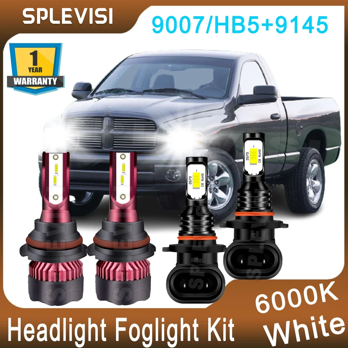 4x LED Headlight Foglight Kit 6000K White For Dodge Ram 1500 2500 3500 2002 2003 2004 2005 9007 High Low Beam 9145/H10 Foglight
4x LED Headlight Foglight Kit 6000K White For Dodge Ram 1500 2500 3500 2002 2003 2004 2005 9007 High Low Beam 9145/H10 Foglight
