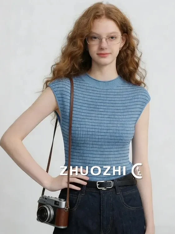 Летняя новинка: Тонкая вязаная футболка Zhuo Chi в синюю полоску, комфортный винтажный топ с рукавами во французском стиле, стандартный крой, дышащая ткань
Летняя новинка: Тонкая вязаная футболка Zhuo Chi в синюю полоску, комфортный винтажный топ с рукавами во французском стиле, стандартный крой, дышащая ткань