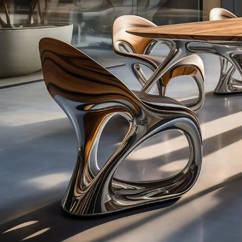 Luxury dining chair set modern art design, unique electroplating, suitable for living room furniture,
Luxury dining chair set modern art design, unique electroplating, suitable for living room furniture,