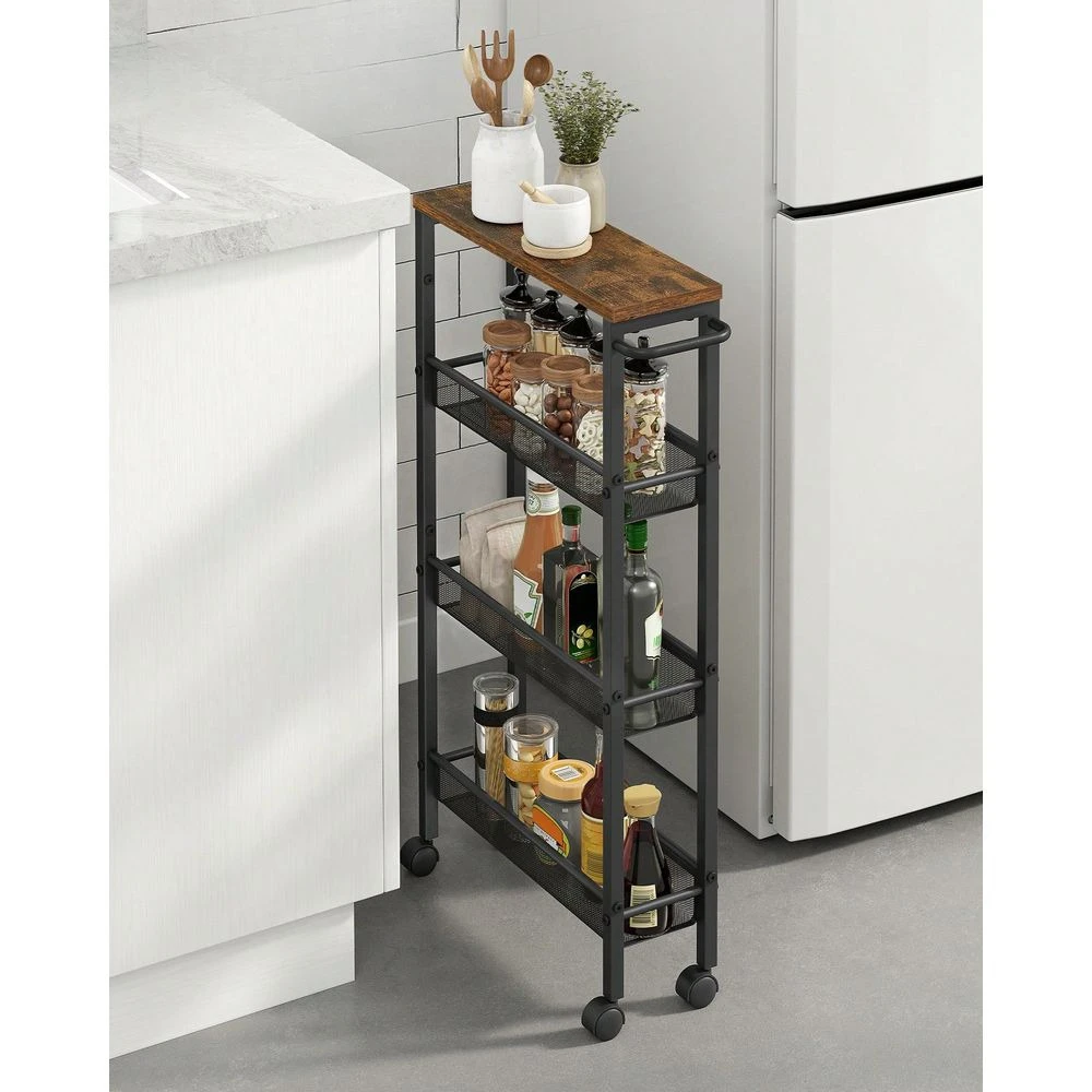 Kitchen Slim Storage Cart 4Tier Rolling Slide Out Tower Metal Mobile Shelf With Handle 13x40x88cm
Kitchen Slim Storage Cart 4Tier Rolling Slide Out Tower Metal Mobile Shelf With Handle 13x40x88cm