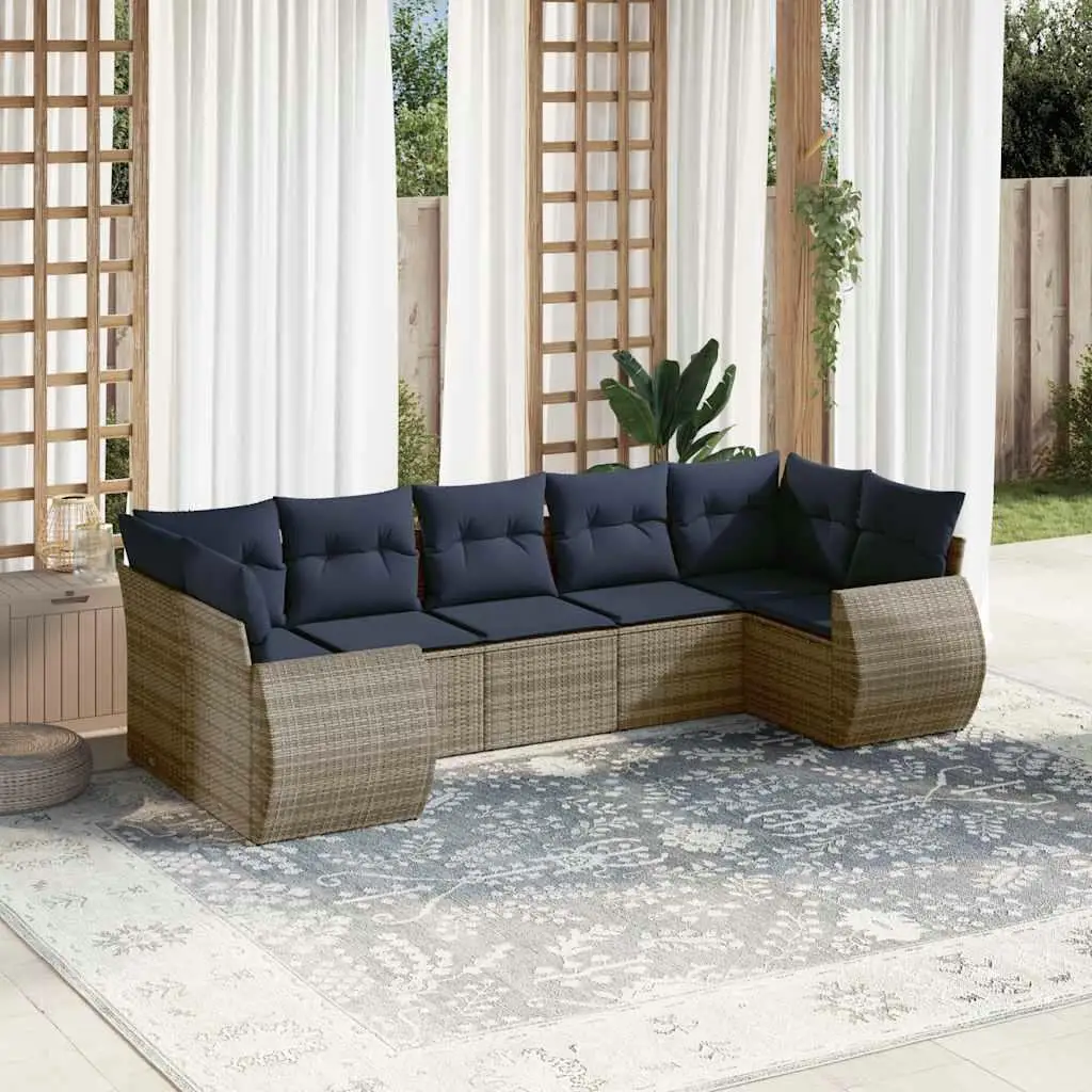 7 Piece Outdoor Patio Sofa Set with Gray Cushions and Poly Rattan Furniture Garden Seating
7 Piece Outdoor Patio Sofa Set with Gray Cushions and Poly Rattan Furniture Garden Seating