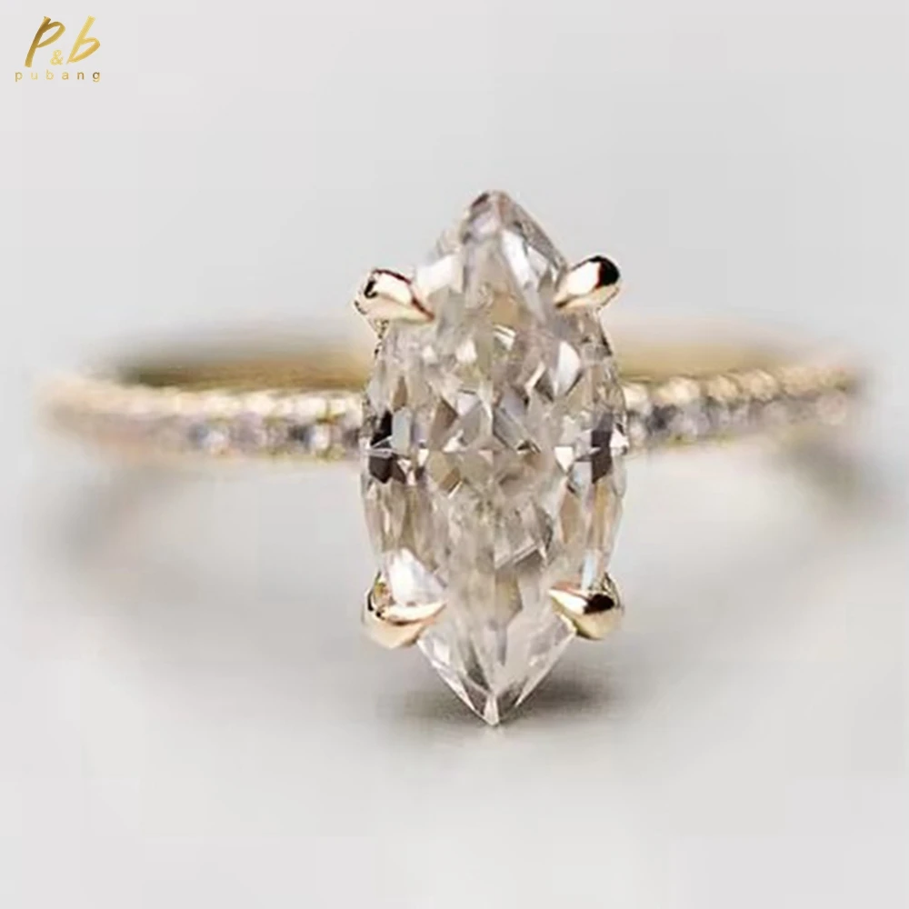 PuBang Sparkling 3EX VVS1 4 CT Обручальное кольцо с муассанитом, измельченный лед, маркиза, огранка 9k, 14k, 18k, желтое золото, кольца для женщин, ювелирные изделия
PuBang Sparkling 3EX VVS1 4 CT Обручальное кольцо с муассанитом, измельченный лед, маркиза, огранка 9k, 14k, 18k, желтое золото, кольца для женщин, ювелирные изделия