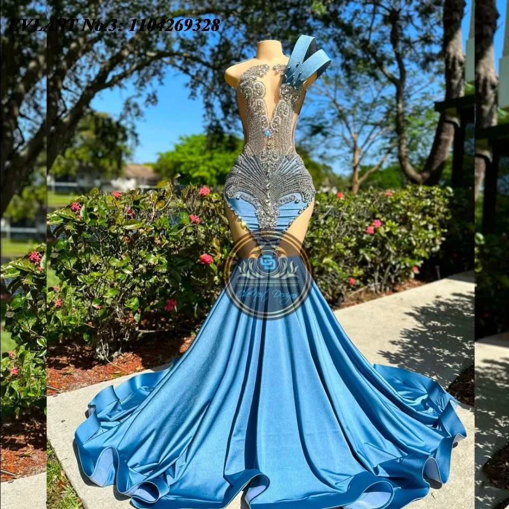 EVLAST Customized Sky Blue African Prom Dress Silver Crystal Beaded Mermaid Party Gown Black Girls Vestidos De Festa E3P126
EVLAST Customized Sky Blue African Prom Dress Silver Crystal Beaded Mermaid Party Gown Black Girls Vestidos De Festa E3P126