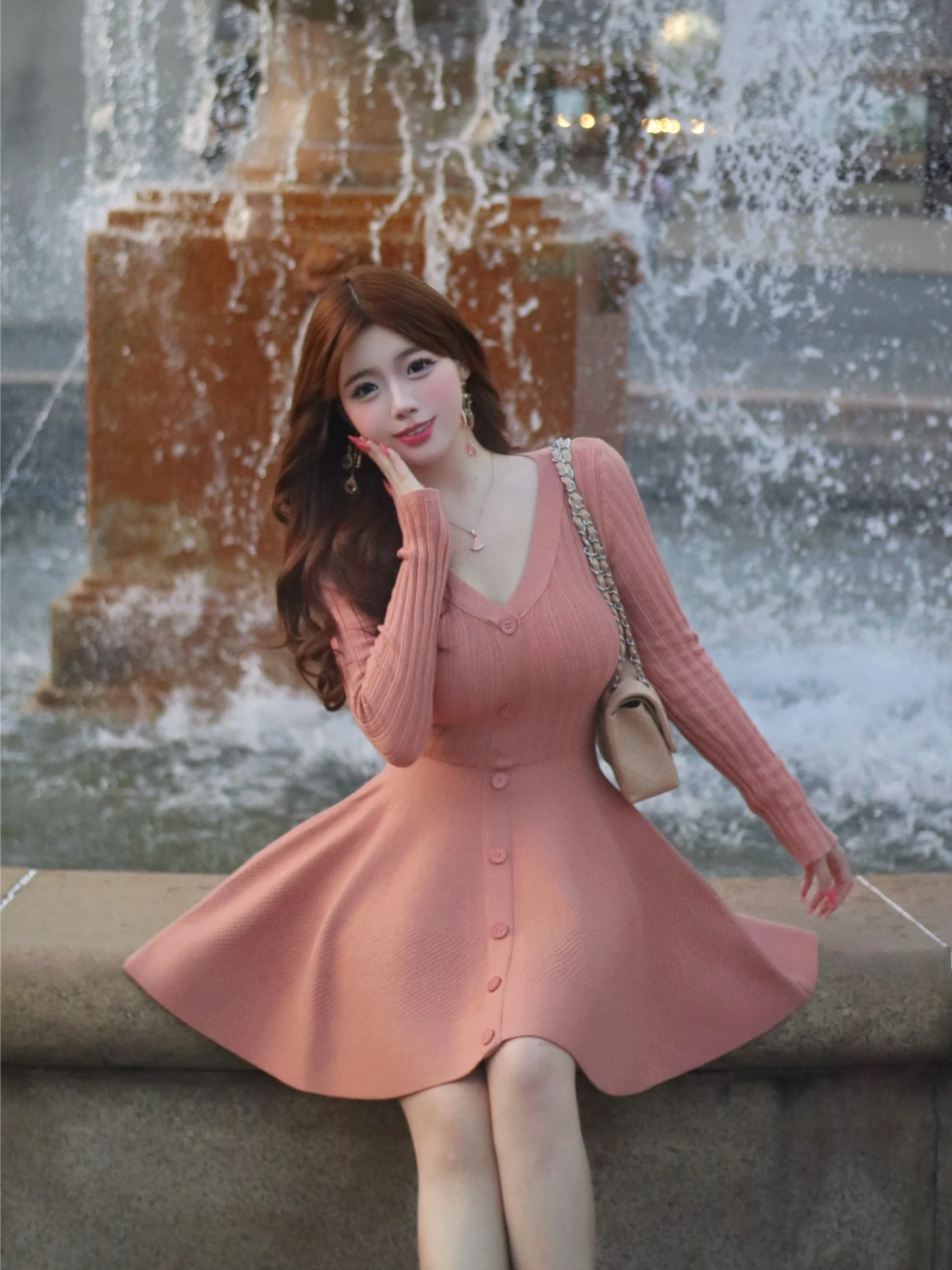 Sweet Knitted Winter Dr Hong Kong Sle Umbrella Hem Waist Cinched Long Sve V-Ne Zipper Closure H-ape Bodycon Dr
Sweet Knitted Winter Dr Hong Kong Sle Umbrella Hem Waist Cinched Long Sve V-Ne Zipper Closure H-ape Bodycon Dr