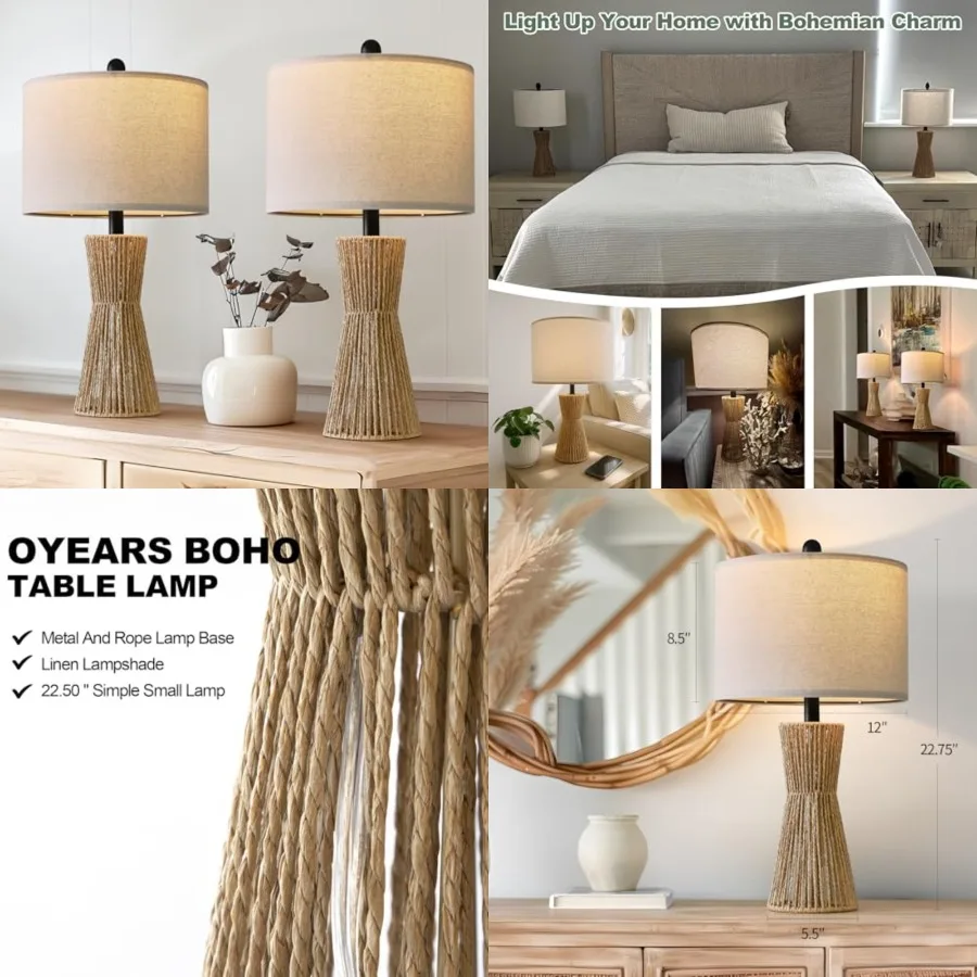22.5" Table Lamps for Living Room, Boho Lamps Set of 2 for Bedrooms, Bedside Lamp for Nightstands, Rattan Lamp, Farmhouse Table
22.5" Table Lamps for Living Room, Boho Lamps Set of 2 for Bedrooms, Bedside Lamp for Nightstands, Rattan Lamp, Farmhouse Table