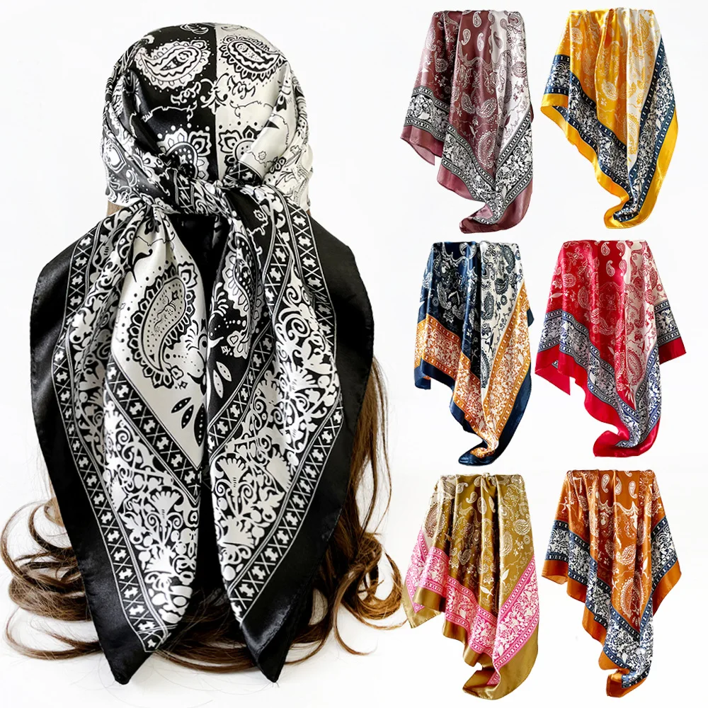 90*90CM Cashew Print Square Hijab Scarf Elegant Ladies Soft Satin Shawl Stylish Women's Decorative Beach Towel
90*90CM Cashew Print Square Hijab Scarf Elegant Ladies Soft Satin Shawl Stylish Women's Decorative Beach Towel