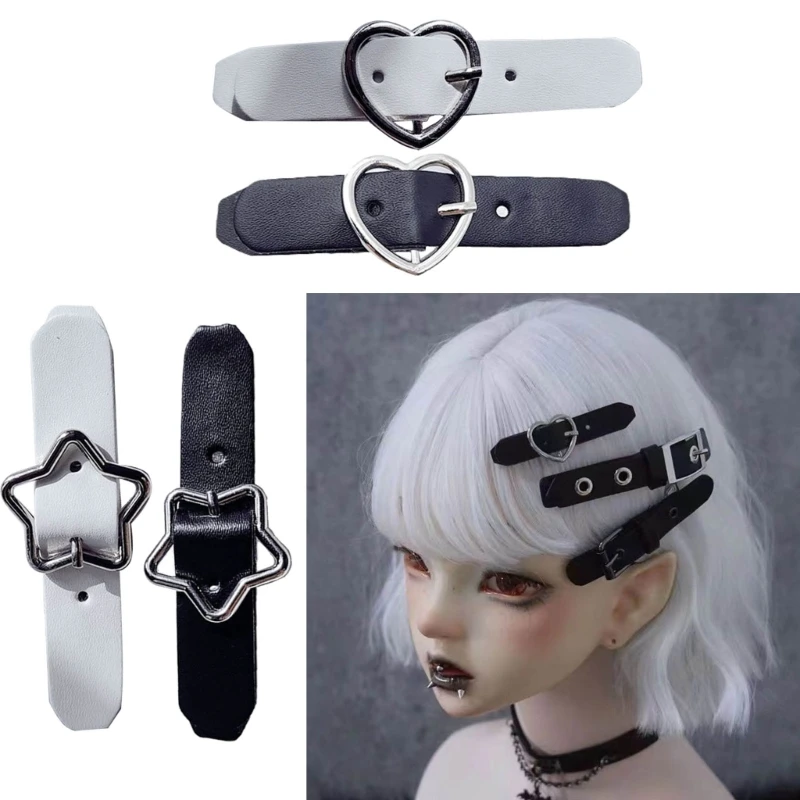 Y2k Cool Girl Star/Heart Buckle Hairpin Women Gothic PU Leather Side Bang Hair Clip Punk Style Hair Ornament Barrette Daily Wear
Y2k Cool Girl Star/Heart Buckle Hairpin Women Gothic PU Leather Side Bang Hair Clip Punk Style Hair Ornament Barrette Daily Wear