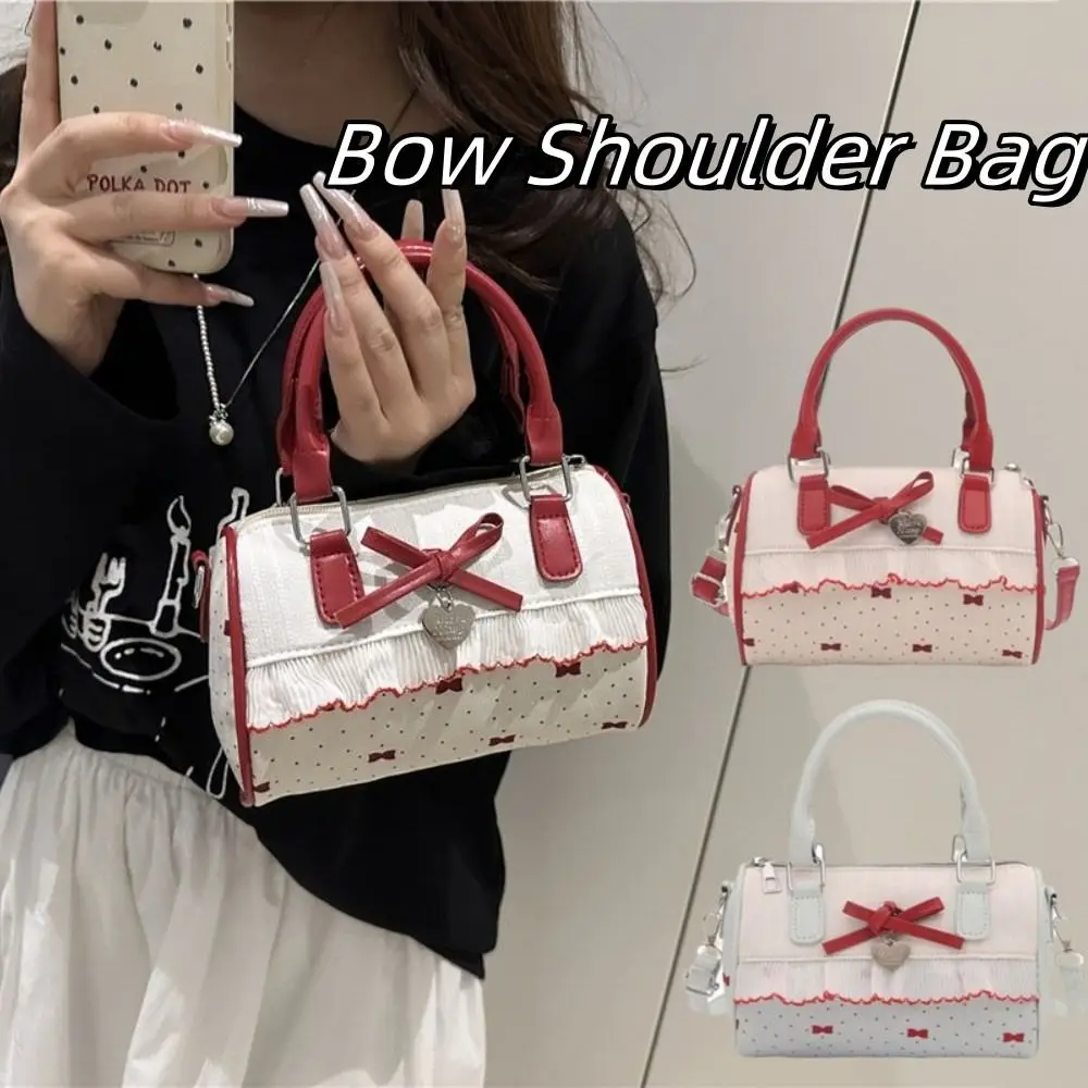 Zipper Polka Dot Boston Handbag Bow Waterproof Crossbody Bowling Bag Single Shoulder Korean Style Small Square Bag School 
Zipper Polka Dot Boston Handbag Bow Waterproof Crossbody Bowling Bag Single Shoulder Korean Style Small Square Bag School