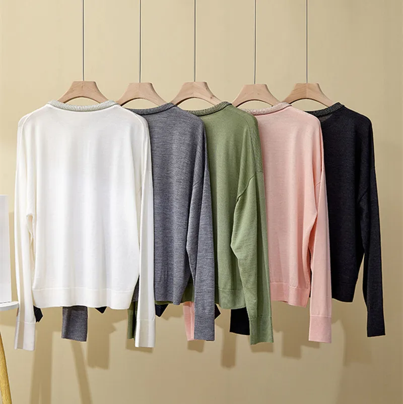 Women's Spring/Summer New Round Neck Long-Sleeved Silk Wool All-Match Sweater Top
Women's Spring/Summer New Round Neck Long-Sleeved Silk Wool All-Match Sweater Top