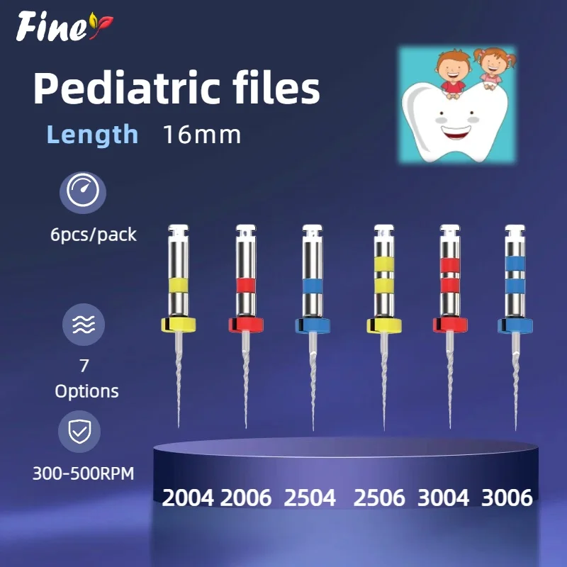6PCS Dental Pediatric Rotary Files 16mm Dental Endodontic Files Kids Children Heat Activated Flexible Endodontics File Dentistry
6PCS Dental Pediatric Rotary Files 16mm Dental Endodontic Files Kids Children Heat Activated Flexible Endodontics File Dentistry