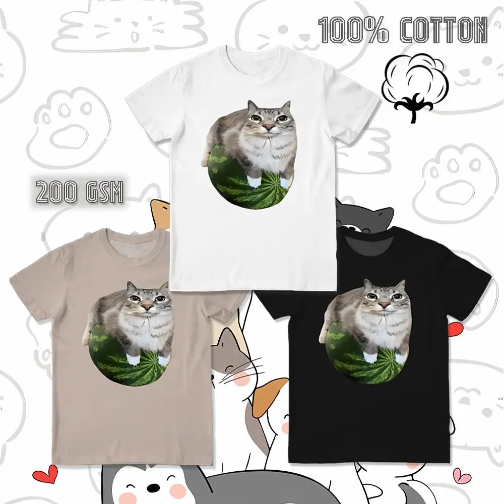 Funny Watermelon Cat Meme T-shirt Fashion Humor 3D Printed High-quality Cotton Tops Men And Women Casual Short Sleeve Streetwear
Funny Watermelon Cat Meme T-shirt Fashion Humor 3D Printed High-quality Cotton Tops Men And Women Casual Short Sleeve Streetwear