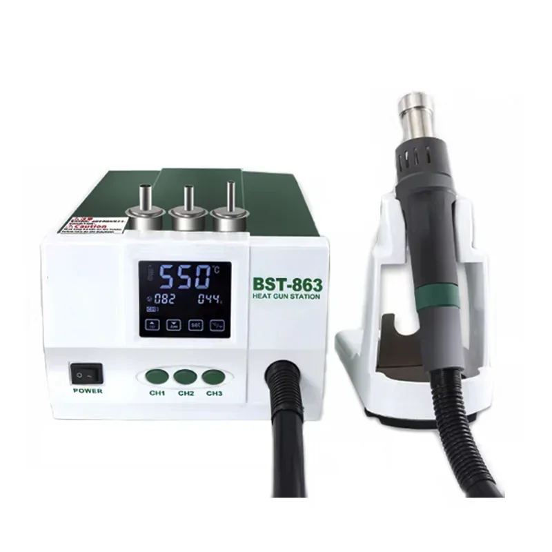 BST-863 Cyclone Welding Hot Air Gun Digital Display Adjustable Temperature Mobile Phone Maintenance Welding Table
BST-863 Cyclone Welding Hot Air Gun Digital Display Adjustable Temperature Mobile Phone Maintenance Welding Table