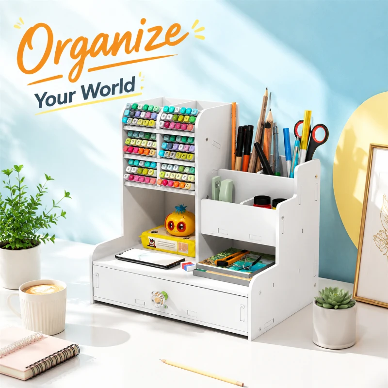 PVC Multi-grid Desk Organizer with Single Drawer, 10 Slots Pen Holder for Office Stationery Study Desktop Storage
PVC Multi-grid Desk Organizer with Single Drawer, 10 Slots Pen Holder for Office Stationery Study Desktop Storage
