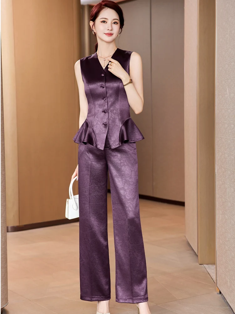 Acetate Satin Vest Set Women's New Sle Thin Svel V-Ne Suit Jaet Spring Summer Faionable Two-Piece Ensemble
Acetate Satin Vest Set Women's New Sle Thin Svel V-Ne Suit Jaet Spring Summer Faionable Two-Piece Ensemble