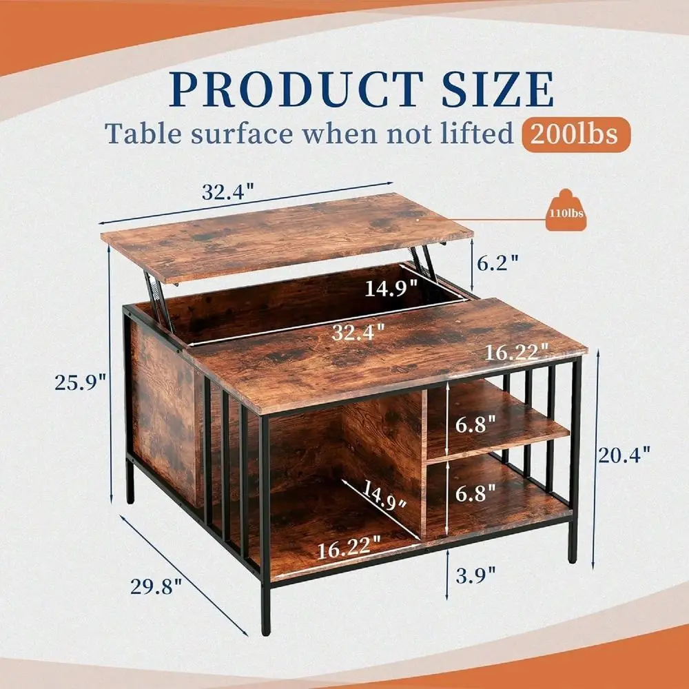 Table With Storage, Lift Top Coffee Table With Display Shelf And Hidden Compartment, Retro Central Table With Lift Tabletop,For
Table With Storage, Lift Top Coffee Table With Display Shelf And Hidden Compartment, Retro Central Table With Lift Tabletop,For